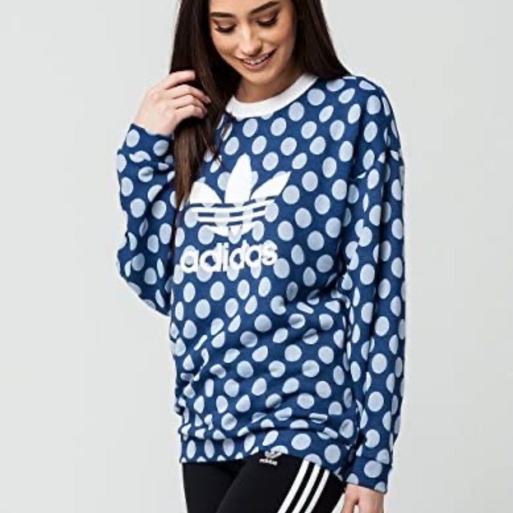 Adidas Cute Logo Polka Dot Blue Sweatshirt
